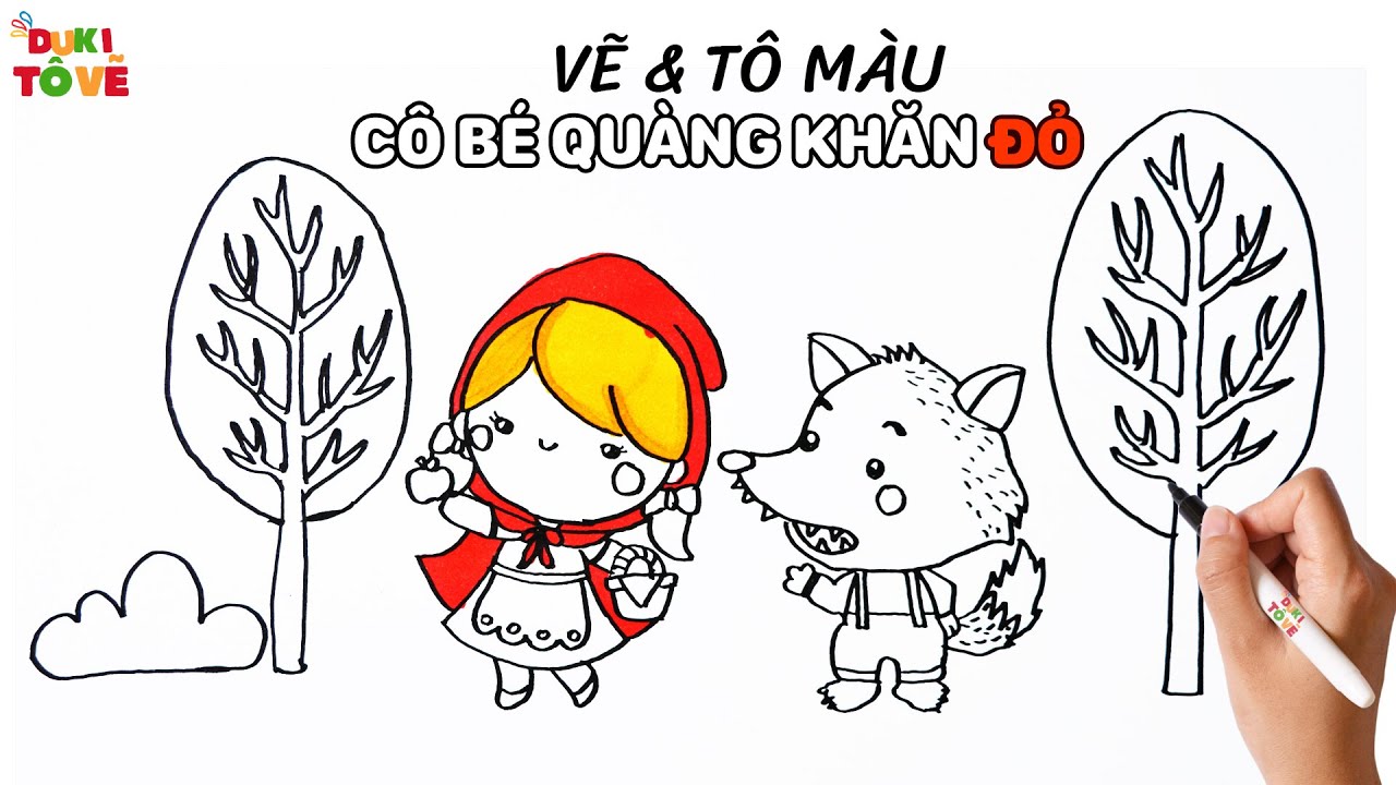 bộ sưu tập tranh tô màu cô bé quàng khăn đỏ