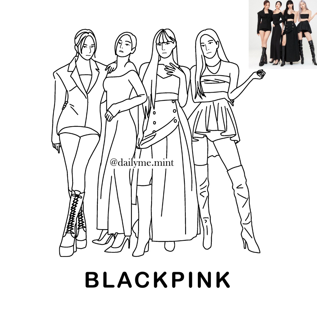 bộ tranh tô màu black pink đa dạng