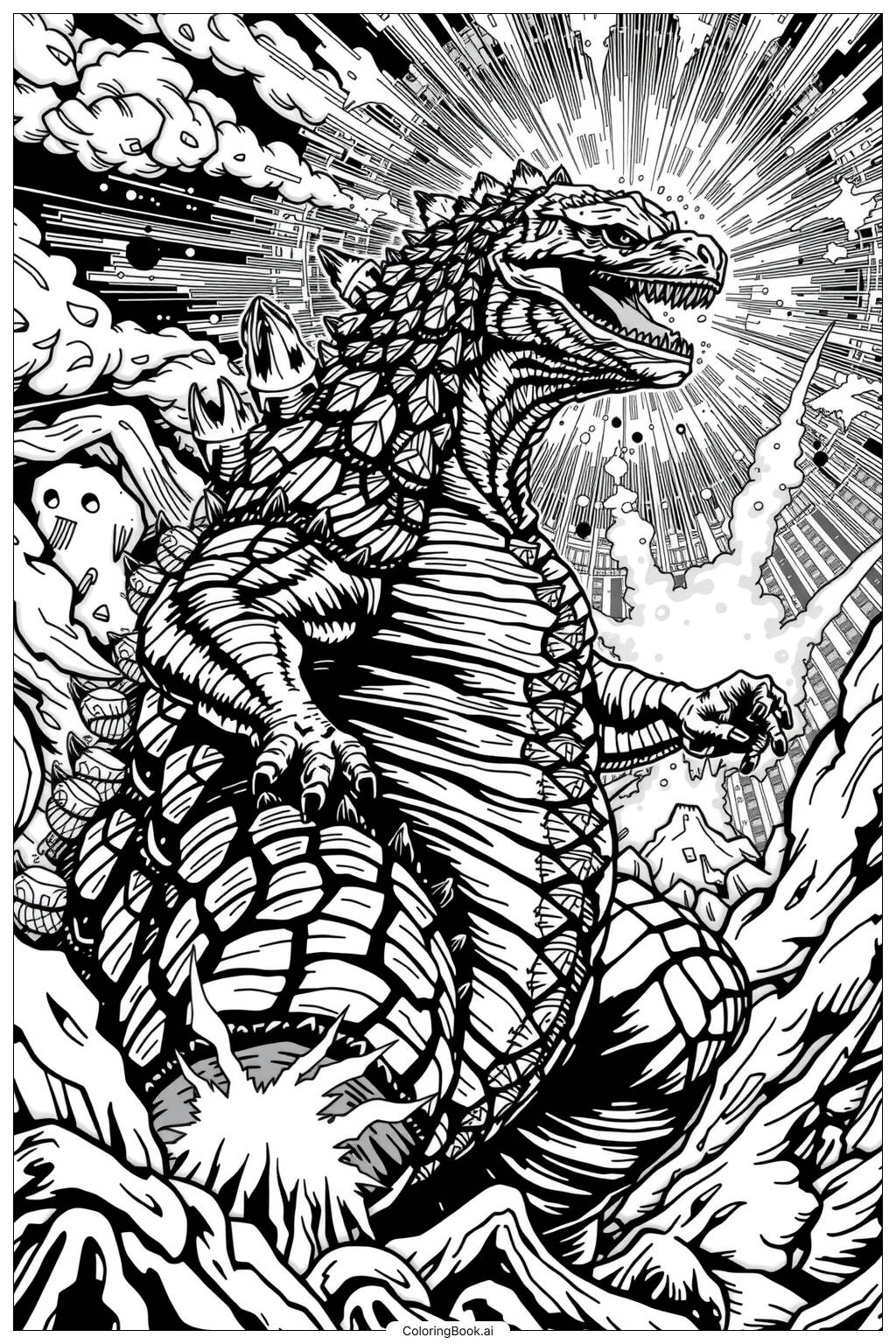 bộ tranh tô màu Godzilla thú vị