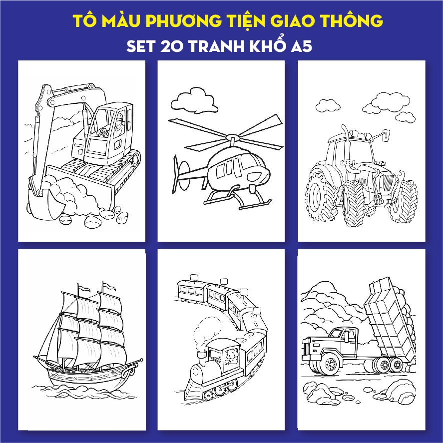 bộ tranh tô màu phương tiện giao thông đường thủy