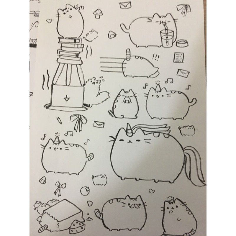 cute tranh tô màu mèo pusheen 0029