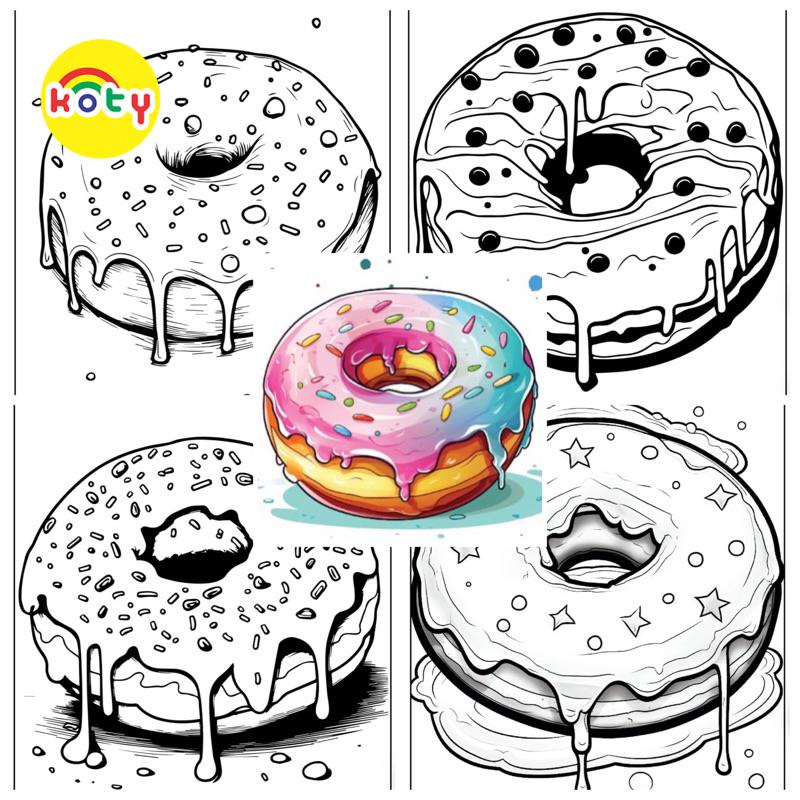 mẫu tranh tô màu bánh donut