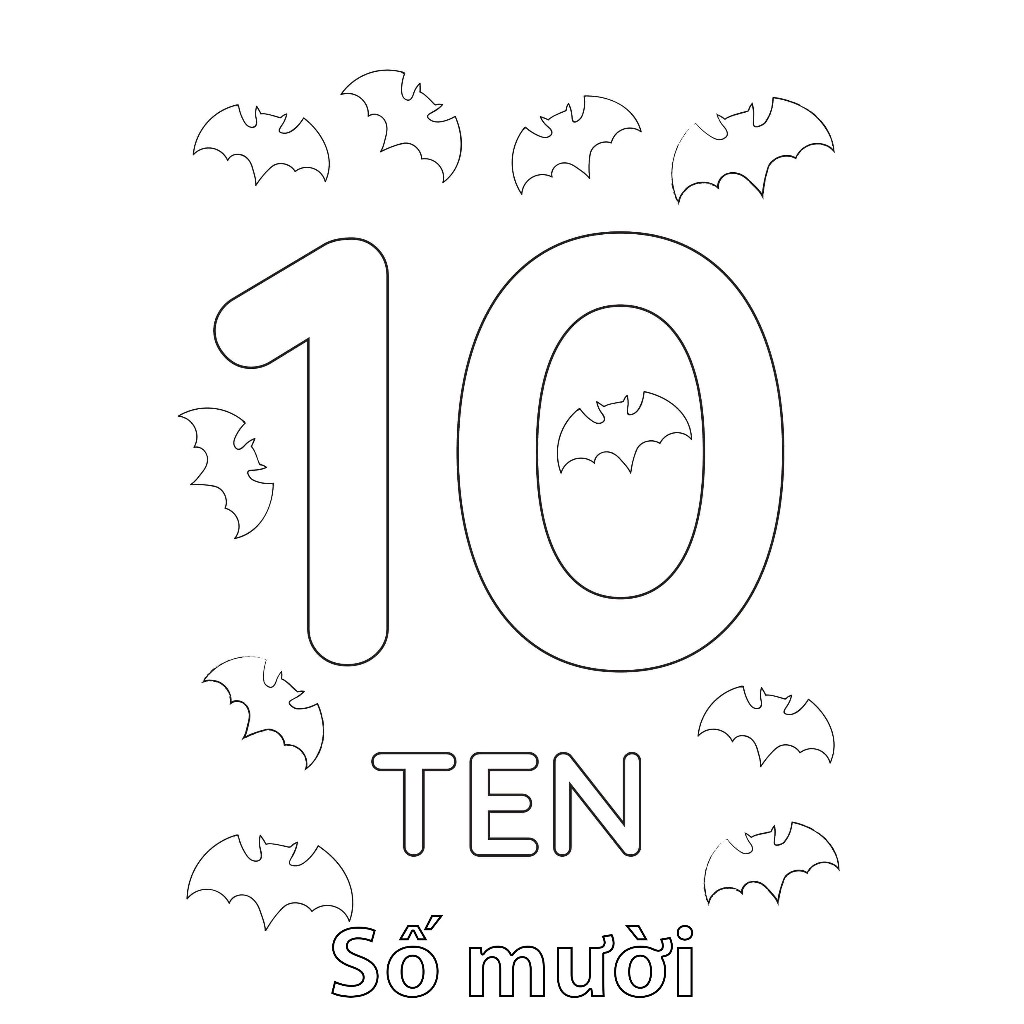 tô màu số 10 cho trẻ em