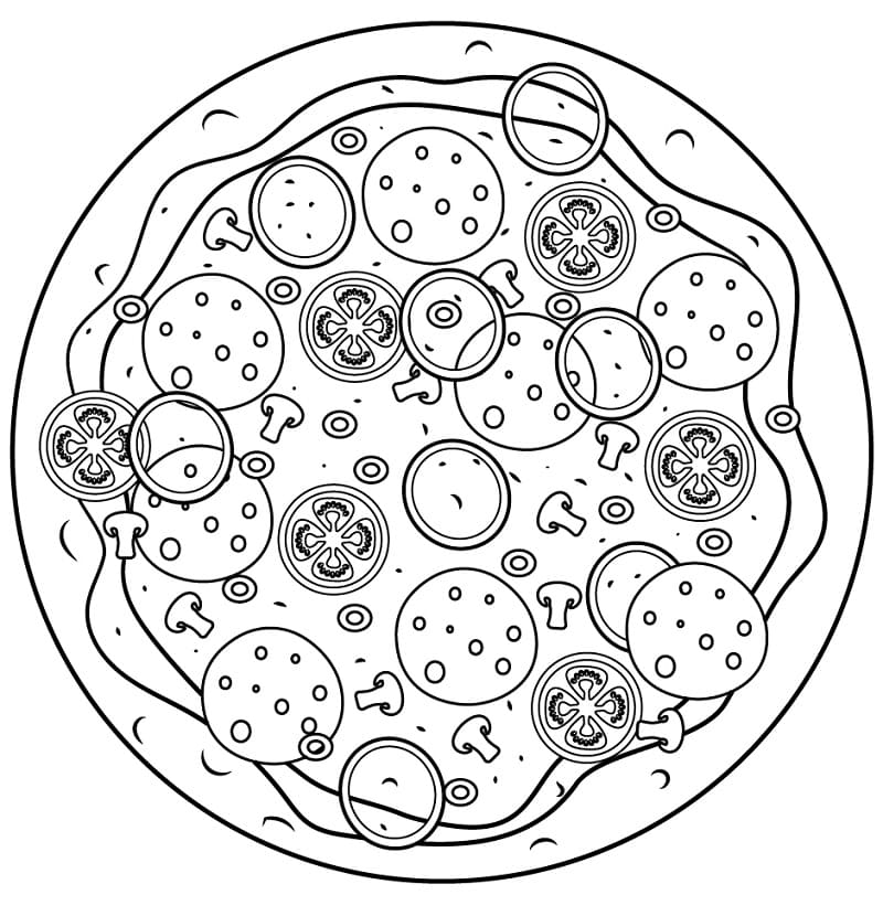 tranh tô màu bánh pizza cho trẻ em