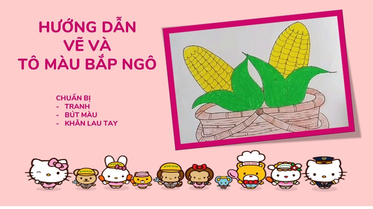 tranh tô màu bắp ngô sáng tạo