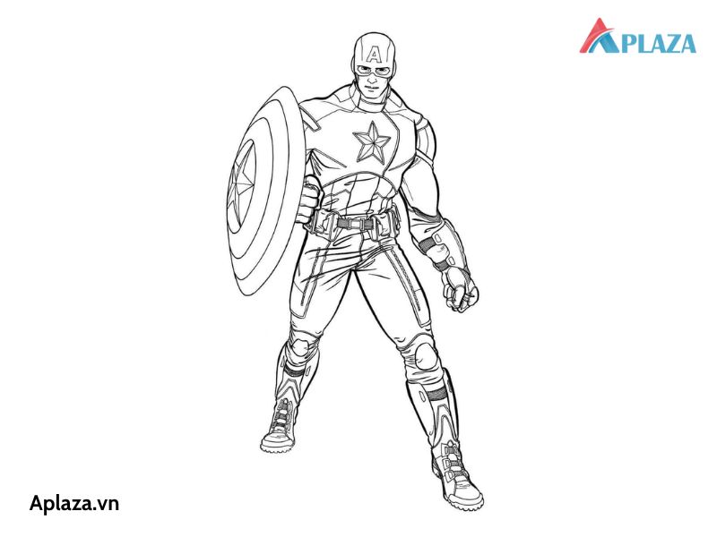 tranh tô màu Captain America cho trẻ em