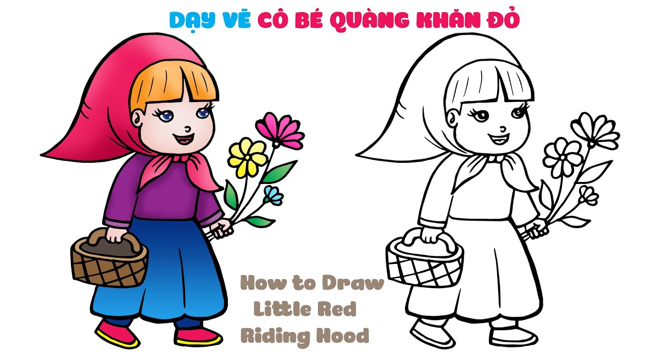 tranh tô màu cô bé quàng khăn đỏ 0023