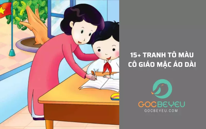 tranh tô màu cô giáo mặc áo dài 0012