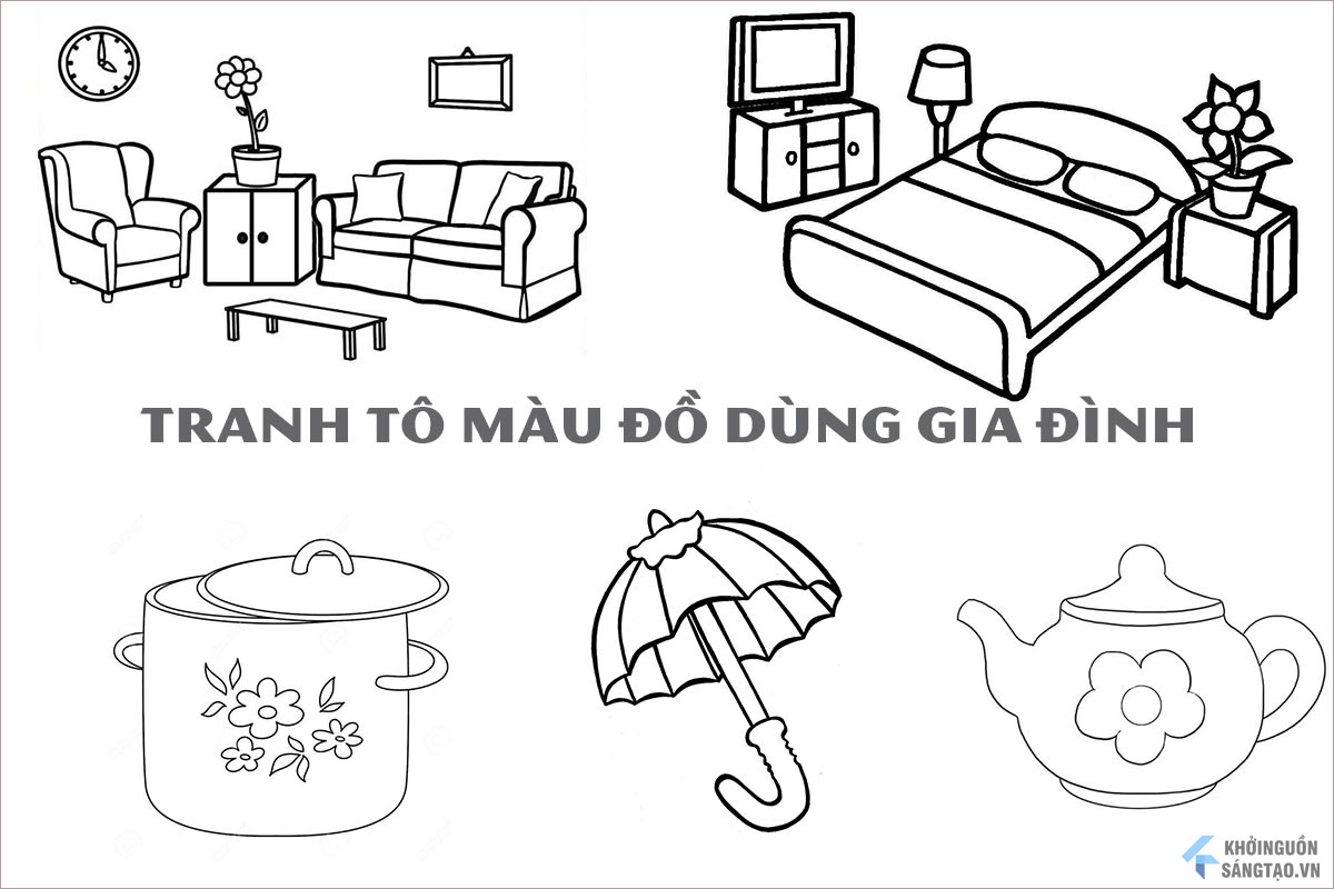 tranh tô màu đồ dùng gia đình 0013