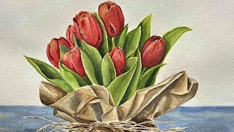 tranh tô màu hoa tulip 0011