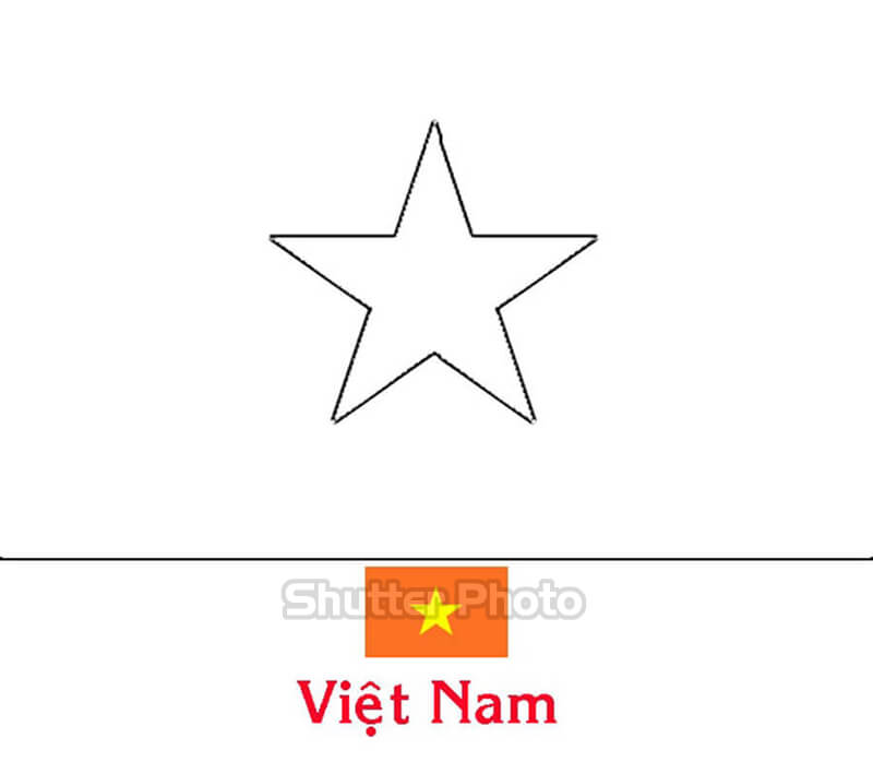 tranh tô màu lá cờ Việt Nam cho trẻ em