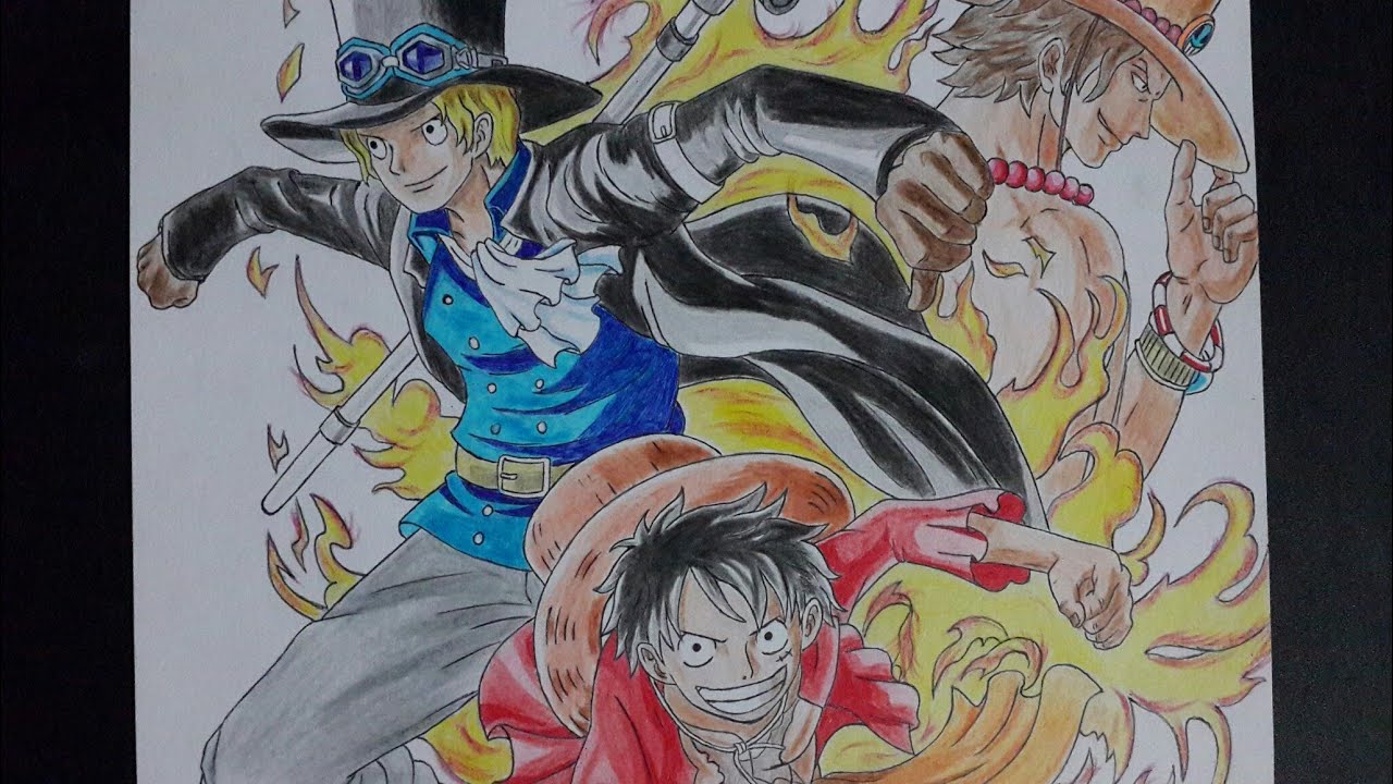 tranh tô màu luffy ace sabo 0025