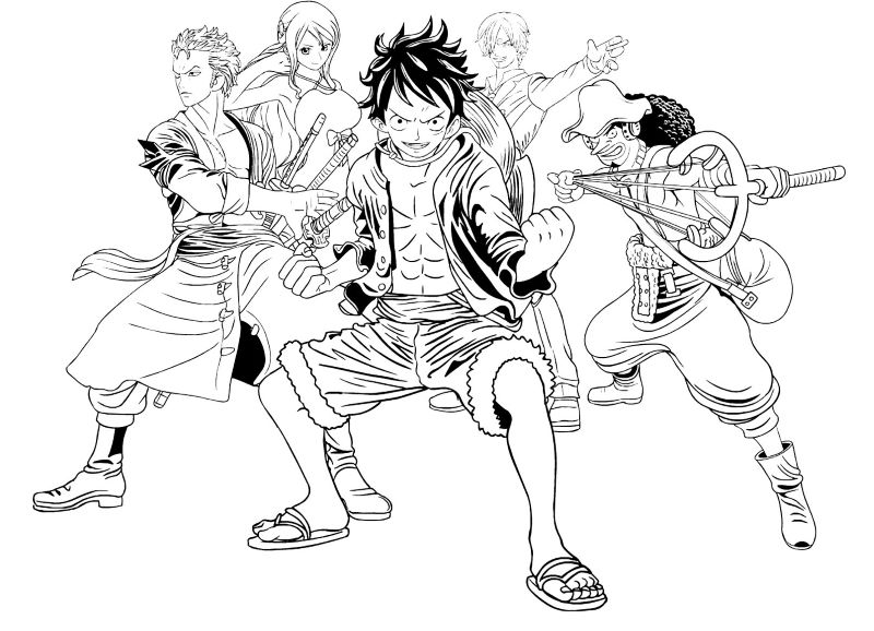 tranh tô màu luffy gear 5 0019