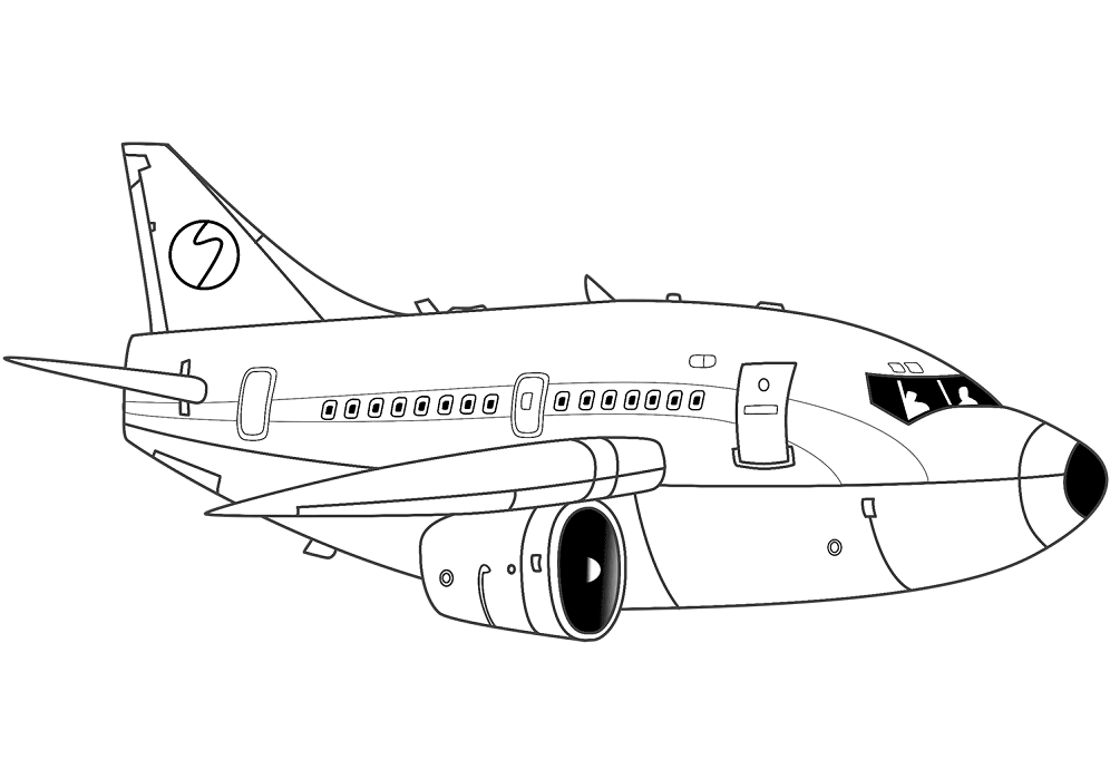 tranh tô màu máy bay boeing 747 đẹp dễ thương