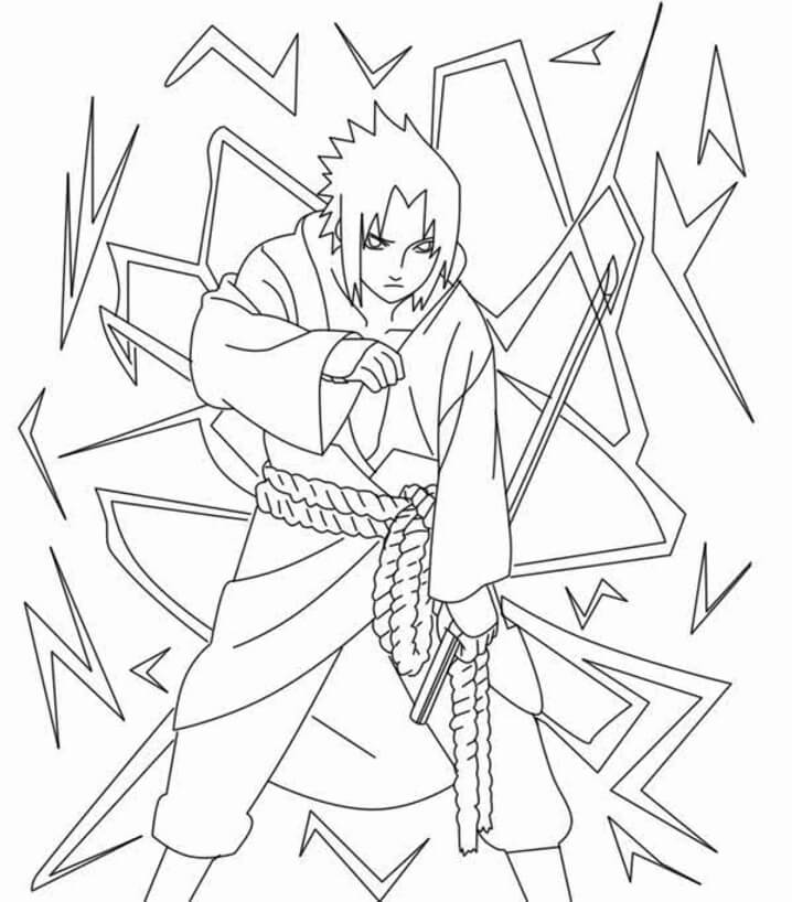 tranh tô màu sasuke dễ thương