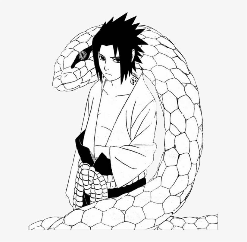 tranh tô màu sasuke đơn giản