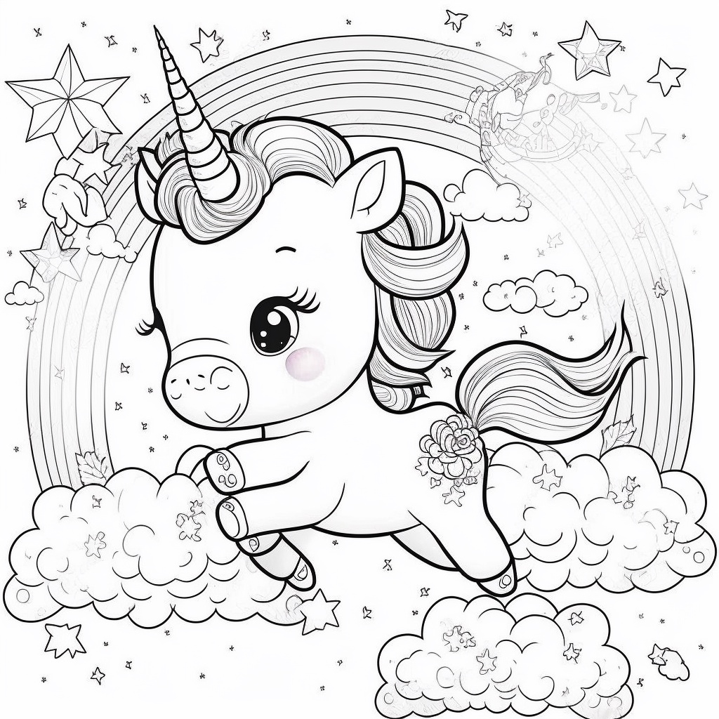 tranh tô màu unicorn dễ thương