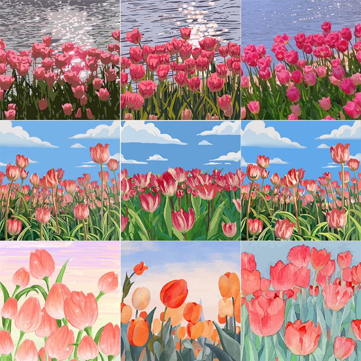 ý tưởng tô màu hoa tulip