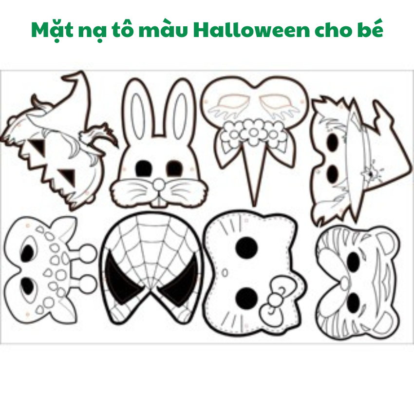 ý tưởng tô màu mặt nạ halloween cho bé